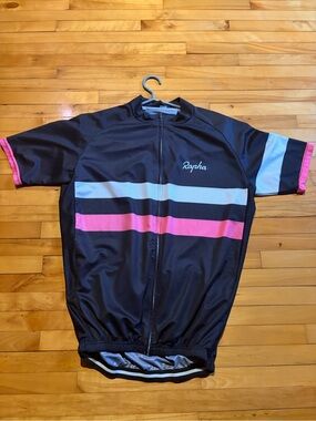 Rapha Black Cycling Jersey with Light Blue Accent